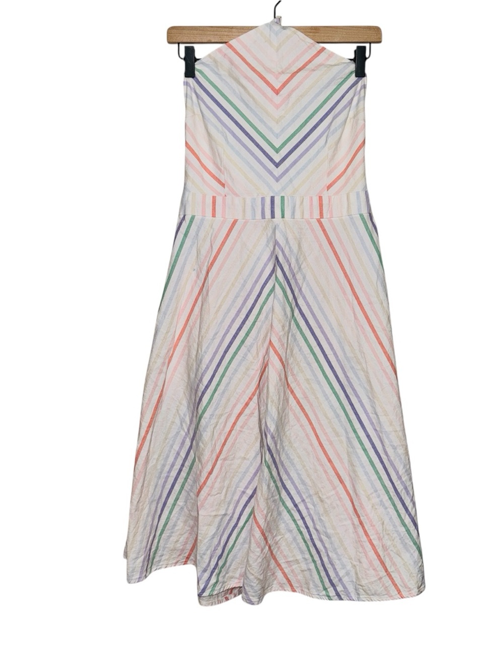 New York & Company Multicolered Waist Defined Halter Neck Tie Dress